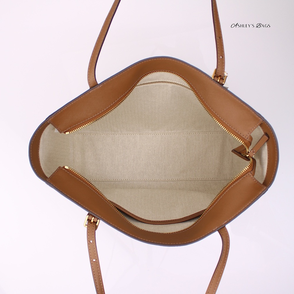 Tory Burch Large Leather Emerson Tote In Moose Brown - Picture 7 of 8